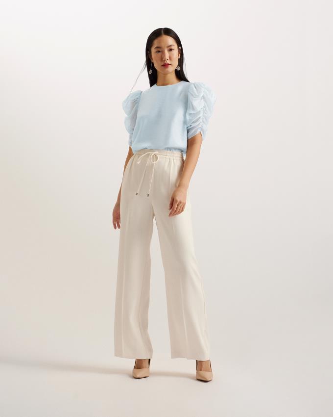 Hauts Ted Baker Short Puff Sleeve Organza Bleu Clair Femme | WKM-10989503